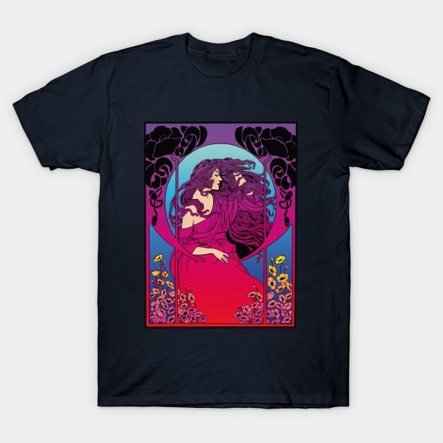 Art Deco Lady (red) T-Shirt by Soth Studio